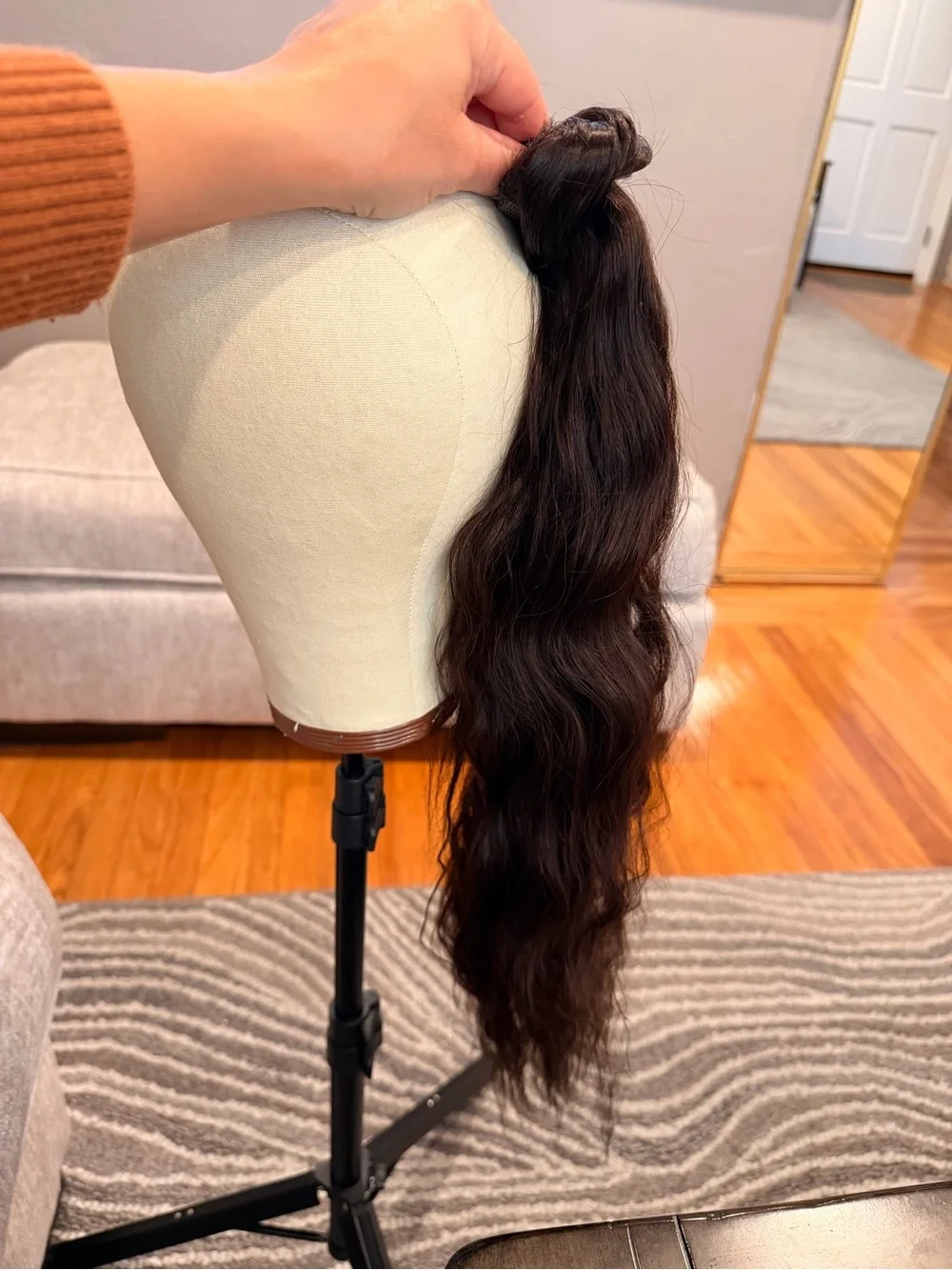 22” Dark Brown #2 Long Wavy Ponytail Extension Human Hair #028